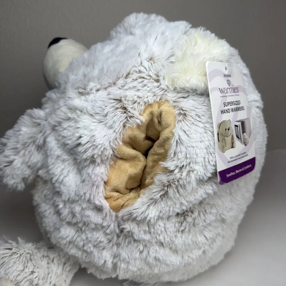 NWT Warmies Supersized Handwarmer Bear Gray Microwaveable Cozy Plush